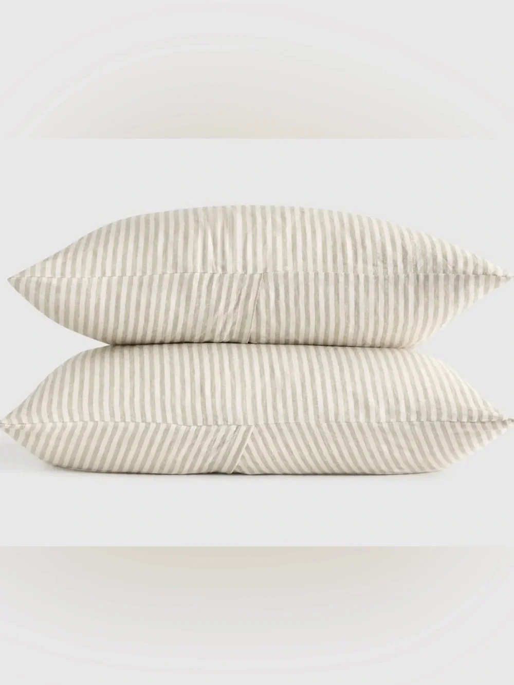 NWOT Quince European Linen Stripe Sham Set, Standard (Willowleaf)